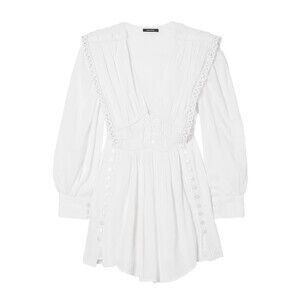Isabel Marant Yaxo Crochet Trimmed Cotton Voile Dress White FR 38 MSRP $985
